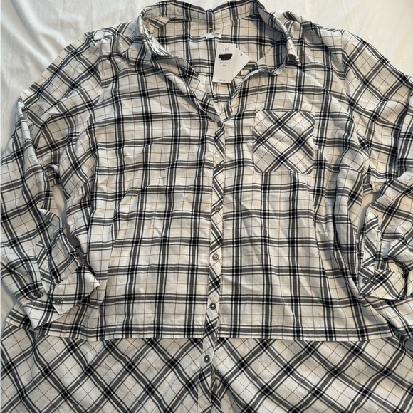 J. Jill Cream and Black Plaid Shirt 4X new with tags - Picture 1 of 6